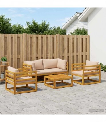 vidaXL 5 Piece Garden Lounge Set Modular Natural Solid Acacia Wood