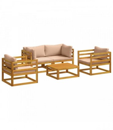 vidaXL 5 Piece Garden Lounge Set Modular Natural Solid Acacia Wood