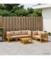 vidaXL Sofa Set 6 pcs Natural Solid Acacia Wood
