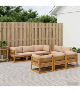 vidaXL 9 Piece Garden Lounge Set Modular Natural Solid Acacia Wood