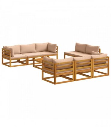 vidaXL 9 Piece Garden Lounge Set Modular Natural Solid Acacia Wood