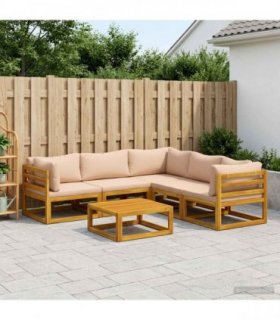vidaXL Sofa Set 6 pcs Natural Solid Acacia Wood
