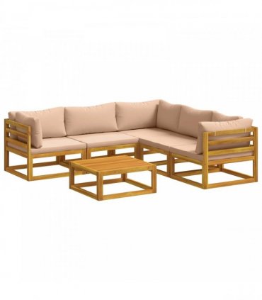 vidaXL Sofa Set 6 pcs Natural Solid Acacia Wood