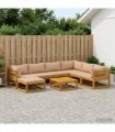 vidaXL Sofa Set 8 pcs Natural Solid Acacia Wood