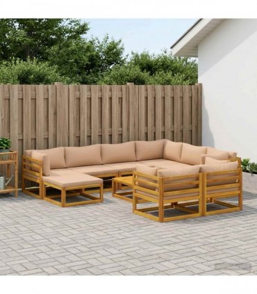 vidaXL Sofa Set 10 pcs Natural Solid Acacia Wood
