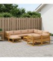 vidaXL Sofa Set 10 pcs Natural Solid Acacia Wood