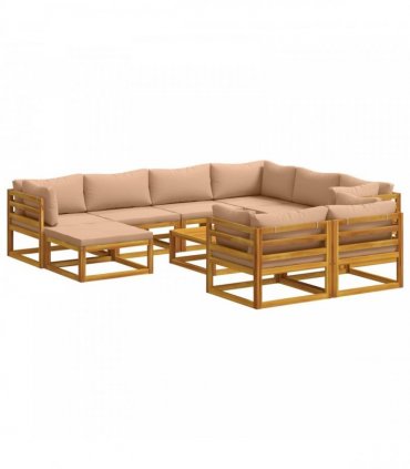 vidaXL Sofa Set 10 pcs Natural Solid Acacia Wood