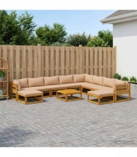 vidaXL Sofa Set 11 pcs Natural Solid Acacia Wood