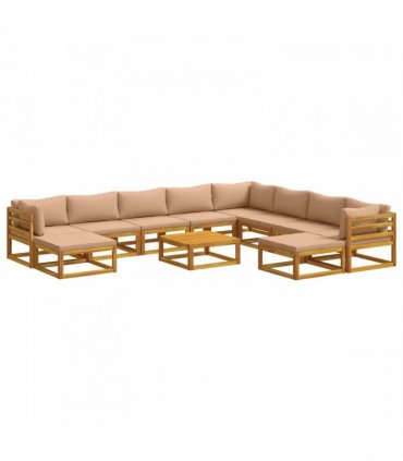 vidaXL Sofa Set 11 pcs Natural Solid Acacia Wood