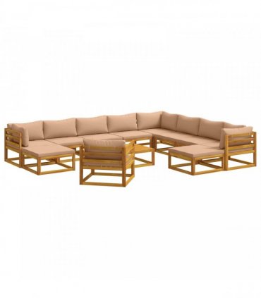 vidaXL Sofa Set 12 pcs Natural Solid Acacia Wood