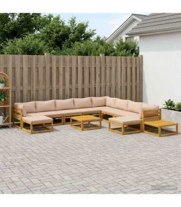vidaXL Sofa Set 12 pcs Natural Solid Acacia Wood