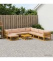 vidaXL Sofa Set 9 pcs Natural Solid Acacia Wood
