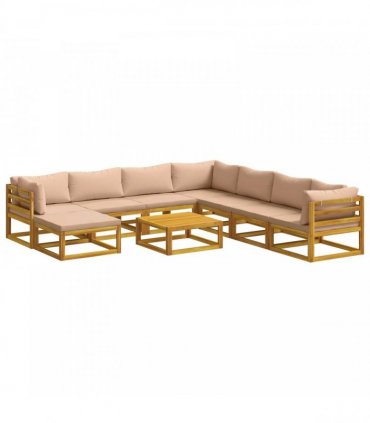 vidaXL Sofa Set 9 pcs Natural Solid Acacia Wood