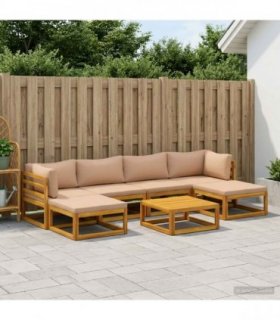 vidaXL Sofa Set 7 pcs Natural Solid Acacia Wood