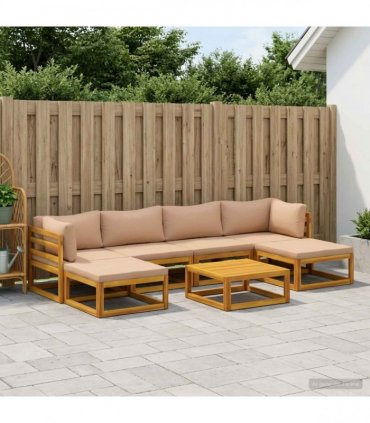 vidaXL Sofa Set 7 pcs Natural Solid Acacia Wood