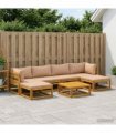 vidaXL Sofa Set 7 pcs Natural Solid Acacia Wood
