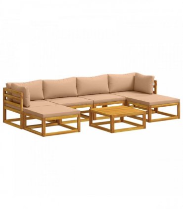 vidaXL Sofa Set 7 pcs Natural Solid Acacia Wood