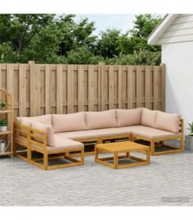 vidaXL Sofa Set 7 pcs Natural Solid Acacia Wood