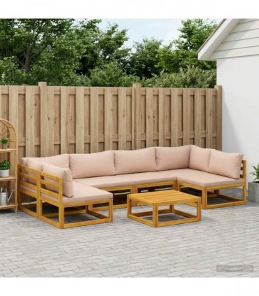 vidaXL Sofa Set 7 pcs Natural Solid Acacia Wood