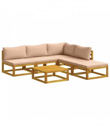 vidaXL Sofa Set 6 pcs Natural Solid Acacia Wood