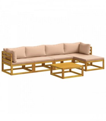 vidaXL Sofa Set 6 pcs Natural Solid Acacia Wood
