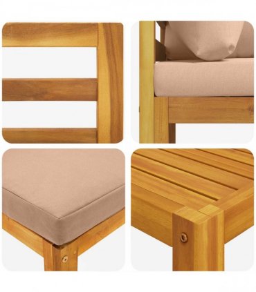 vidaXL Sofa Set 5 pcs Natural Solid Acacia Wood