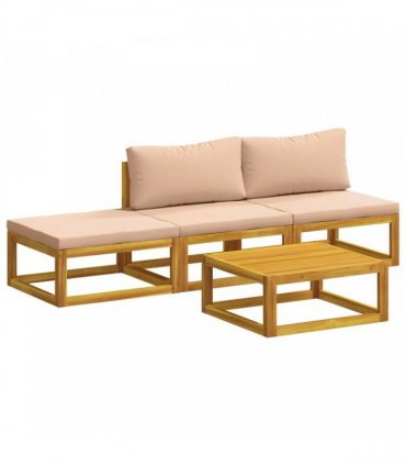 vidaXL Sofa Set 4 pcs Natural Solid Acacia Wood