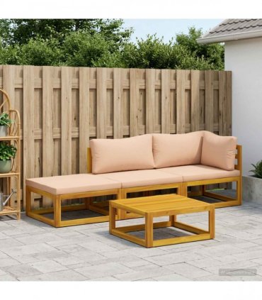 vidaXL Sofa Set 4 pcs Natural Solid Acacia Wood