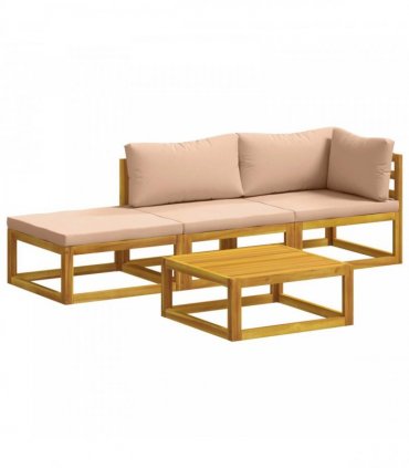 vidaXL Sofa Set 4 pcs Natural Solid Acacia Wood
