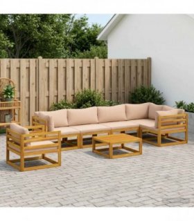 vidaXL Sofa Set 7 pcs Natural Solid Acacia Wood