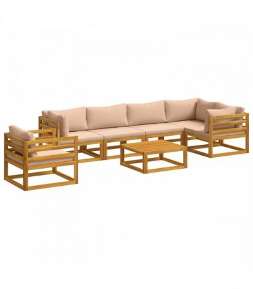 vidaXL Sofa Set 7 pcs Natural Solid Acacia Wood