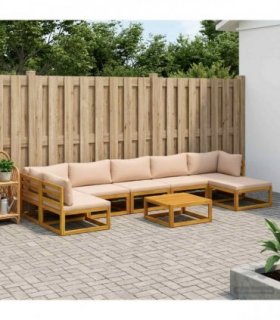 vidaXL Sofa Set 8 pcs Natural Solid Acacia Wood