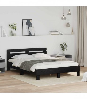 vidaXL Bed Frame Black Oak 140 x 200 cm Engineered Wood