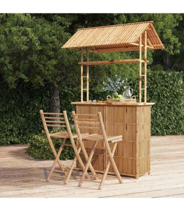 vidaXL 3 Piece Bar Set Bamboo