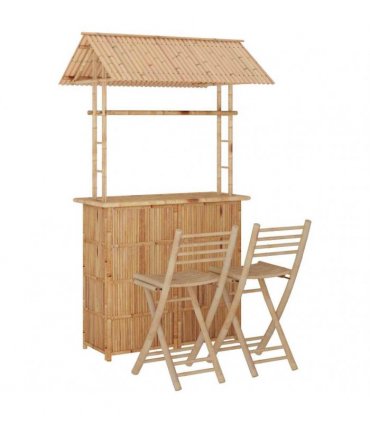 vidaXL 3 Piece Bar Set Bamboo