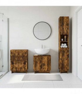 vidaXL 3 Piece Bathroom Cabinet Set EDE Smoked Oak Engineered Wood