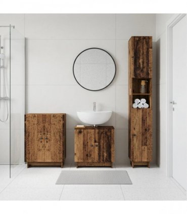 vidaXL 3 Piece Bathroom Cabinet Set EDE Old Wood Engineered Wood