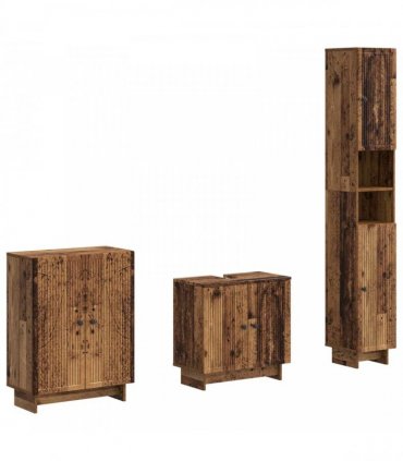 vidaXL 3 Piece Bathroom Cabinet Set EDE Old Wood Engineered Wood