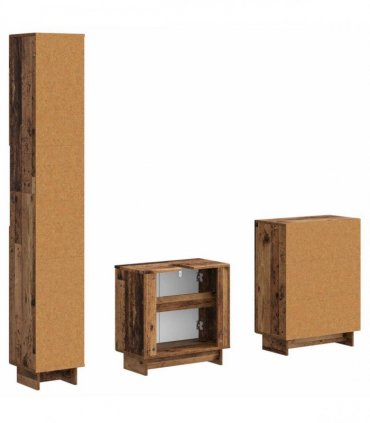 vidaXL 3 Piece Bathroom Cabinet Set EDE Old Wood Engineered Wood