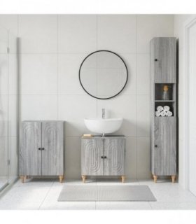 vidaXL 3 Piece Bathroom Cabinet Set ALKMAAR Grey Sonoma