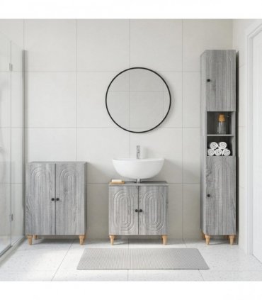 vidaXL 3 Piece Bathroom Cabinet Set ALKMAAR Grey Sonoma