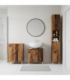 vidaXL 3 Piece Bathroom Cabinet Set ALKMAAR Old Wood Engineered Wood