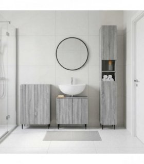 vidaXL 3 Piece Bathroom Cabinet Set ZWOLLE Grey Sonoma Engineered Wood
