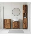 vidaXL 3 Piece Bathroom Cabinet Set ZWOLLE Old Wood Engineered Wood