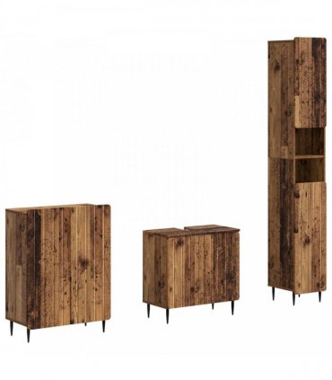 vidaXL 3 Piece Bathroom Cabinet Set ZWOLLE Old Wood Engineered Wood