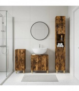 vidaXL 3 Piece Bathroom Cabinet Set ARNHEM Smoked Oak Engineered Wood