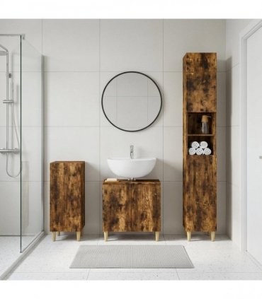 vidaXL 3 Piece Bathroom Cabinet Set ARNHEM Smoked Oak Engineered Wood