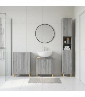vidaXL 3 Piece Bathroom Cabinet Set ARNHEM Grey Sonoma Engineered Wood