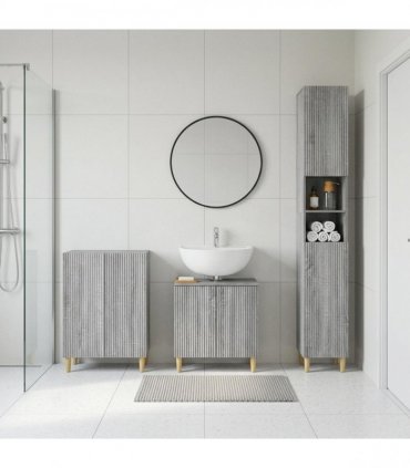 vidaXL 3 Piece Bathroom Cabinet Set ARNHEM Grey Sonoma Engineered Wood