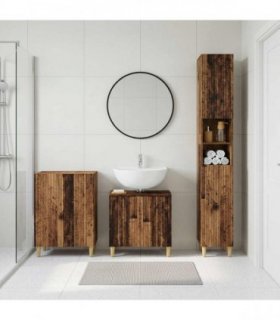vidaXL 3 Piece Bathroom Cabinet Set ARNHEM Old Wood Engineered Wood